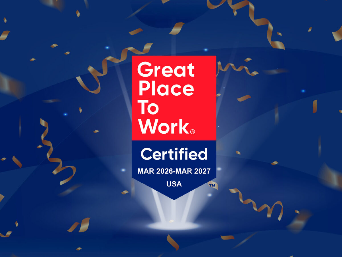 Great Place To Work Certified™ MAR 2026 - MAR 2027 - USA (with confetti background and spotlight)