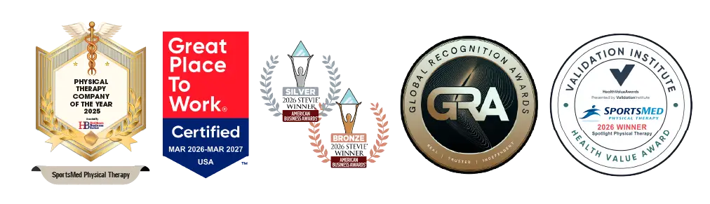 A row of six professional and industry award badges - click to find out details